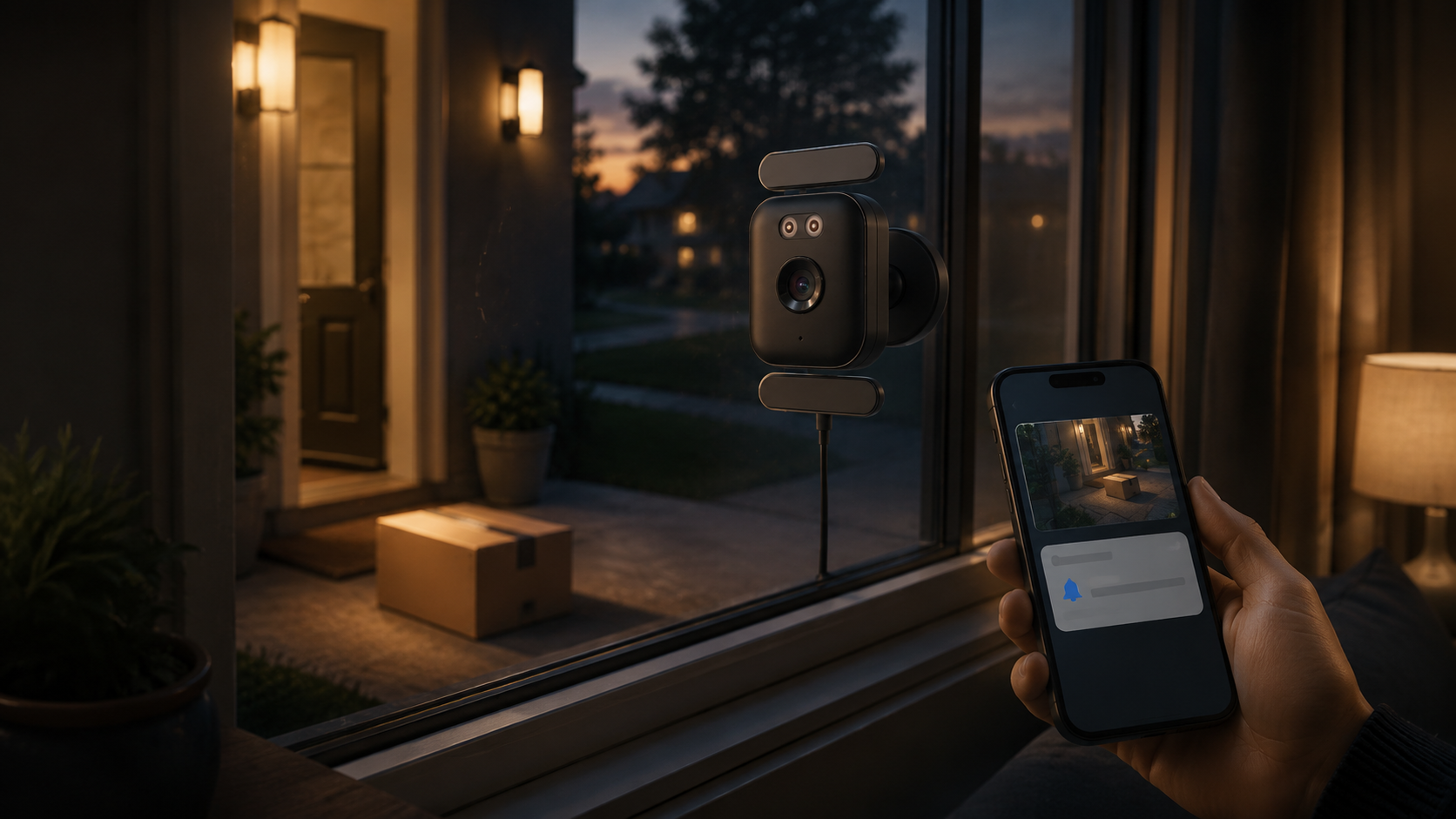 Window camera monitoring a delivery